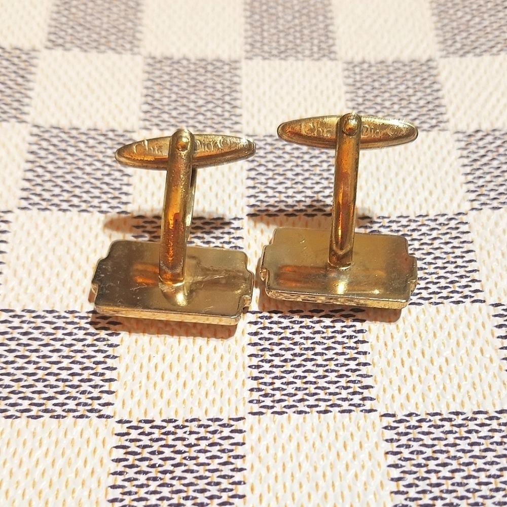 Christian Dior Vintage Logo Gold Plated Cufflinks - Picture 2 of 4
